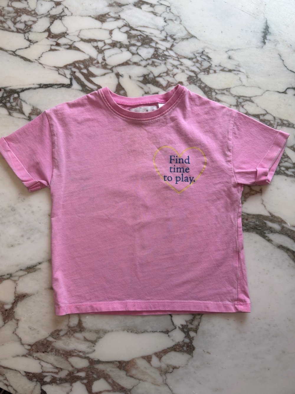 Zara Pink Short Sleeve Tee with Heart Graphic